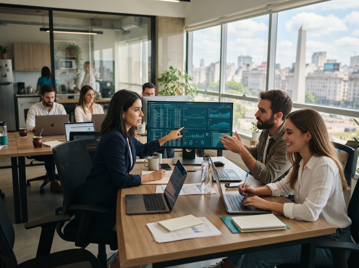 Vyxanto — equipo de análisis revisando modelos de riesgo financiero
